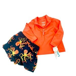 Carter’s Long Sleeve Rash‎ Guard Swimsuit Set Size 6Mth NWOT